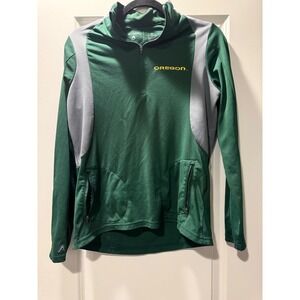Antigua Oregon Ducks Womens Quarter Zip Pullover Green Grey Size M NCAA Jacket